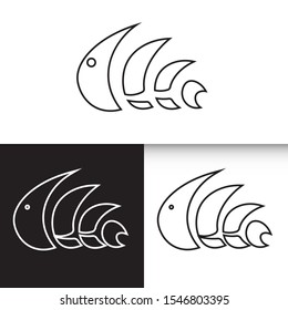 Logo Icon Black White Line Bold Sea  Aqua Water Fish Simple Fish