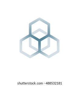 logo icon blue pentagon structure
