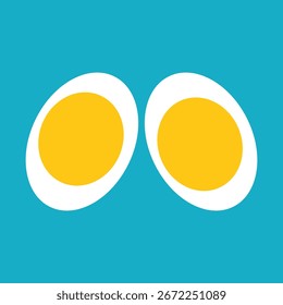 Logo icon of a boiled egg. Flat sliced ​​boiled egg