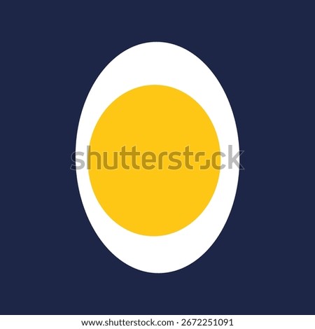 Logo icon of a boiled egg. Flat sliced ​​boiled egg