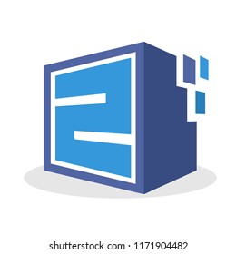 logo icon box shape with a concept illustration of digital storage media, with details of the initial letter Z
