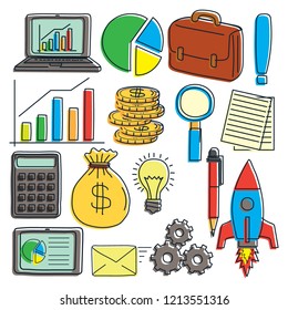 logo icon business doodle on white background doodle cartoon. vector illustration