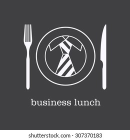 Logo, icon business lunch. Striped tie in a circle.