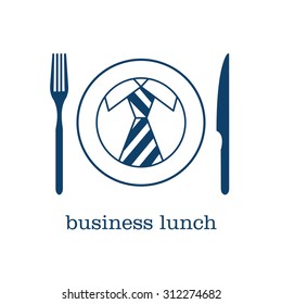 Logo, icon business lunch. Striped tie in a circle.