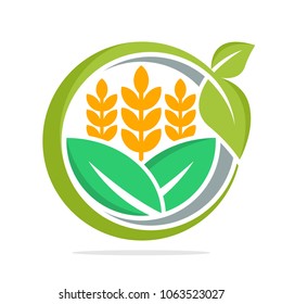 logo icon for business management and development of food commodities, especially for wheat, organic rice