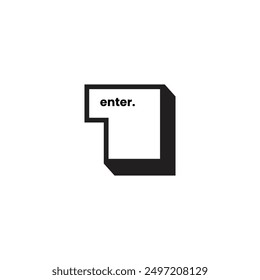 Logotipo o icono de Botón entrar en el diseño simple minimalista con fondo en blanco