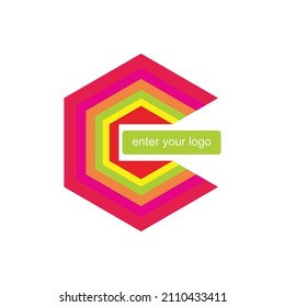 logo icon c. hexagon prism shape. less attention.