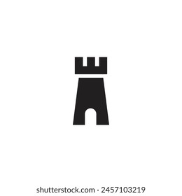 Logotipo o icono castillo edificio con fondo en blanco