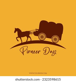 logo icon for celebrating pioneer day vector illustration suitable for pioneer day event on united states west american emigrant wagon