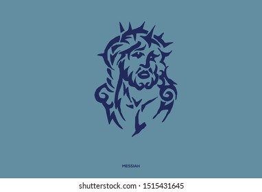 Logo icon of character looks like jesus the messiah in tribal style.