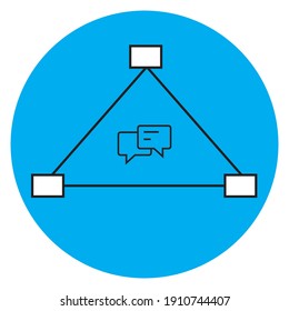 logo icon chat line simple  with elips and backgraund colour blue.