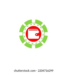 logo icon chip with wallet poker gamble stock vector 