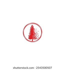 Icono de logotipo de árbol de navidad de Vector de tecnología