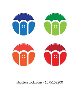 logo icon circle home vector 