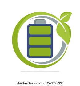 logo icon circle shape with eco-friendly battery concept