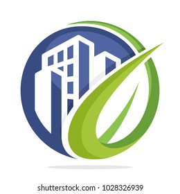 logo icon circle shape with the management concept of green cities	