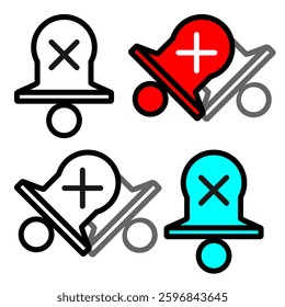 The logo or icon of the closed notification can change the color of each vector, and can be used for application and web design.