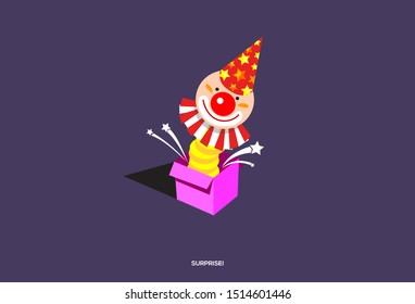 Logo icon of clown coming out of a box.