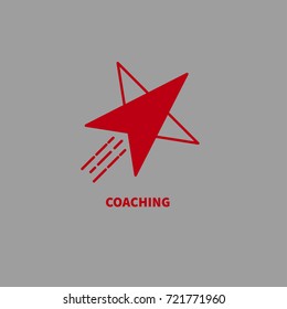 Logo, icon coaching. Vector red star flying up