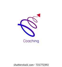 Logo, icon coaching. Vector spiral arrow flying up