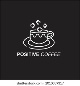 LOGO AND ICON OF COFFEE WITH POSITIVE STEAM