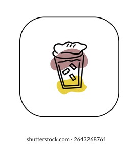 Logo and icon of cold drink in a glass with cream