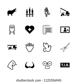 Logo icon. collection of 16 logo filled and outline icons such as hippopotamus, bra, tir, camera display, train, chicken, maid. editable logo icons for web and mobile.