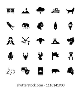 Logo icon. collection of 25 logo filled icons such as goat, hippopotamus, elephant, bull, maid, card protection, pine-tree, connection. editable logo icons for web and mobile.