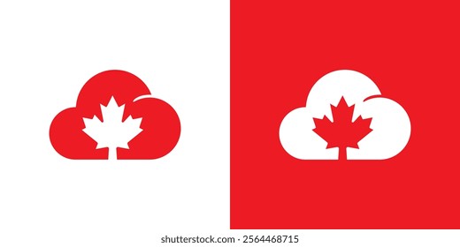 Logo icon combination of canada and cloud, symbol of canada.