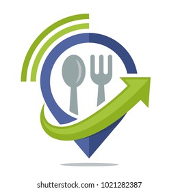 logo icon for communication media, sharing information on where to eat