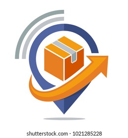 icono de logotipo para medios de comunicación, compartir información de ubicación de seguimiento de paquetes