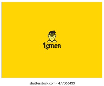 Logo icon for companies related to computers, networks or other technological directions. The symbol also contains lemon, as a sign of freshness and vigor. Young man symbolizes the young company.