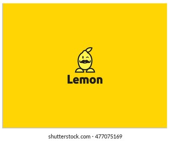 Logo icon for companies related to computers and networks. The symbol contains lemon, as a sign of freshness and vigor. The adult mustachioed man symbolizes a young experienced company.