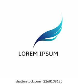 Logo icon company trendy vector blue color gradient wings feather gradation color isolated white background suitable for your organizaion, business, product