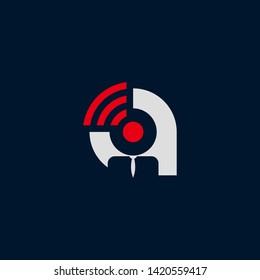logo icon comunications human blue
