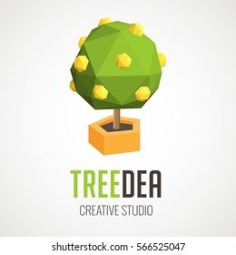 Logo and Icon Concept - abstract tree with light bulbs growing on it, good for any creative business activity