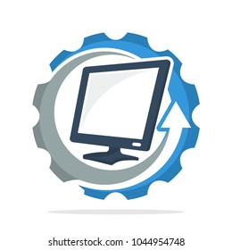 logo icon with the concept of computer performance improvement, television repair service