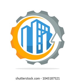 logo icon with the concept of construction project implementation process