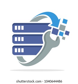 logo icon with the concept of hosting repair, server network repair