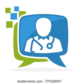 logo icon with the concept of media consultation with the doctor