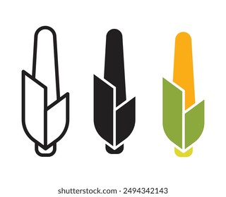 Logo o icono de maíz minimalista diseño simple con fondo en blanco