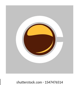 logo or icon : a cup of coffee in isolated background. Simple design.