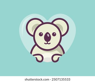 Logo or Icon of a cute Koala shape emerging from a heart window