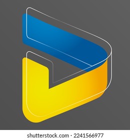 Logo icon D yellow blue Ukraine flag