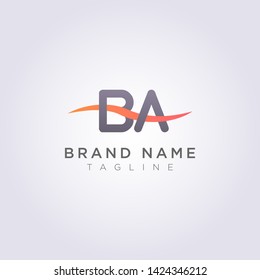 Logo Icon Design BA letters with waves for your brand or business.