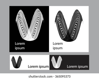 Logo icon design and Business cards set. Black and white symbol.