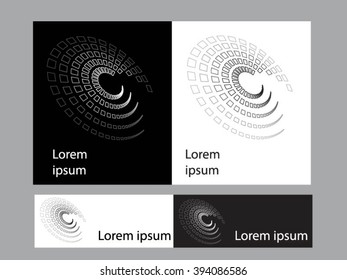 Logo icon design and Business cards set. Black and white symbol.