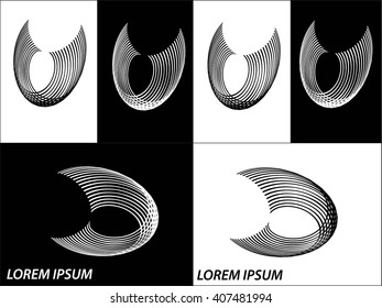 Logo icon design and Business cards set. Black and white symbol background 