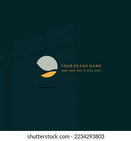 logo icon design elegant flower moon simple pastel color shadow overlay eps 10