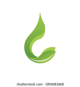 Logo icon design elements with green leaf and water dew for eco friendly or sustainable concept, Vector illustration